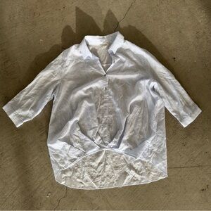 Lob.9 / Women’s Oversized Striped Button Down Shirt / medium / white, blue